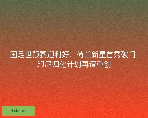 国足世预赛迎利好！荷兰新星首秀破门 印尼归化计划再遭重创